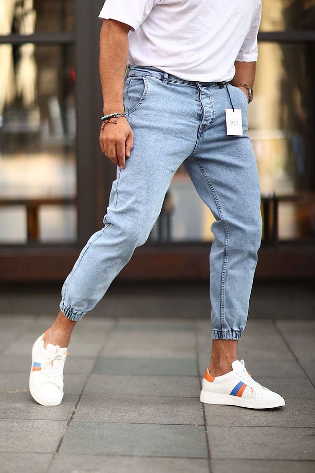 Jogger Paça Lastikli Bol Kalıp Kot Pantolon - 2
