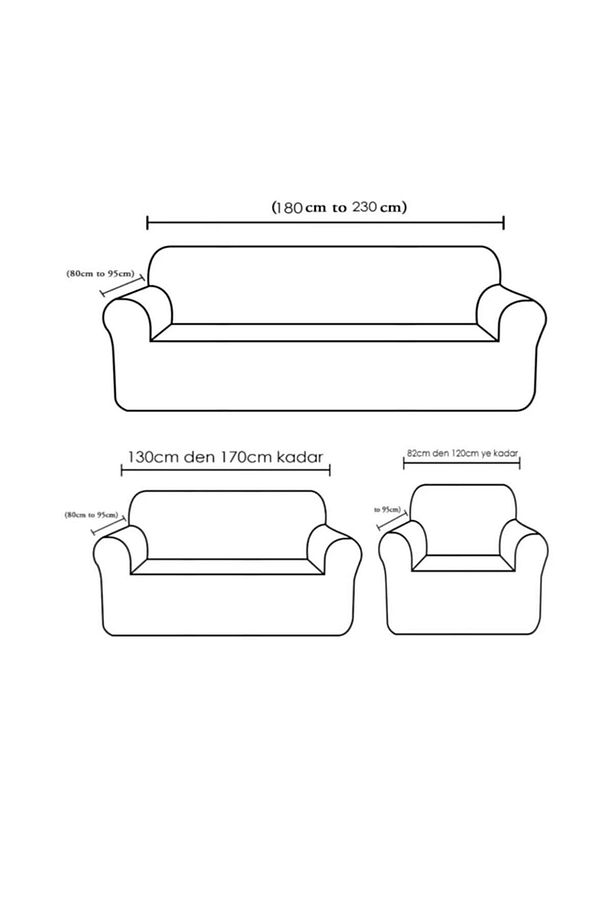 Likralı Koltuk Örtüsü 3+3+1+1 Koltuk Kılıfı Lastikli Esnek Yıkanabilir Kare Desen Berjer Bej - 8