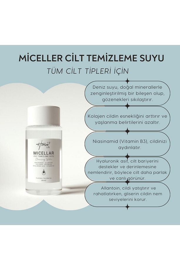 Homm Life Miceller Cilt Temizleme Suyu 200 ml - 1