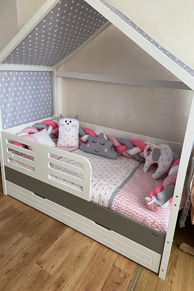 Montessori 9-Piece Sleeping Set (90X190) Pink-Gray