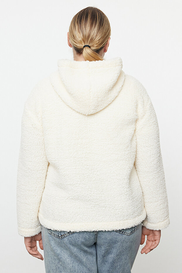 Bej Regular Fit İçi Astarsız Peluş Yumuşak Mevsimlik İnce Mont TBBAW25AW00017 - 5