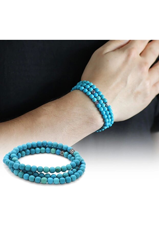 Both Bracelet - Both Necklace - and Rosary 99 Pieces of Turquoise Natural Stone Accessory