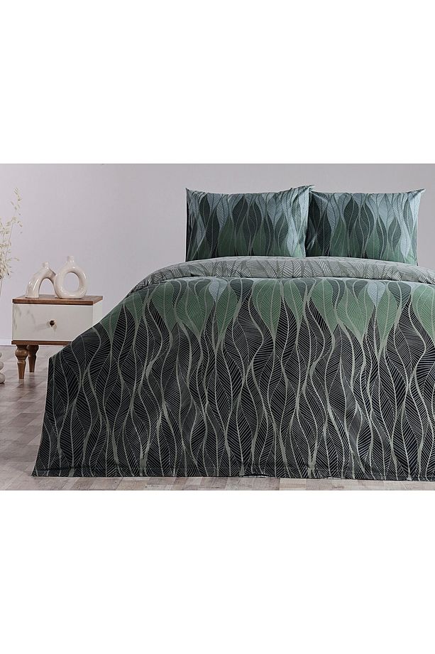 Ranforce Leaf Nevresim Takımı Tek King Size - Yeşil - 1