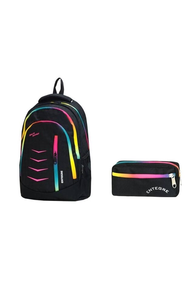 Girl's Black Integrated 9737 2-Piece School Bag Set