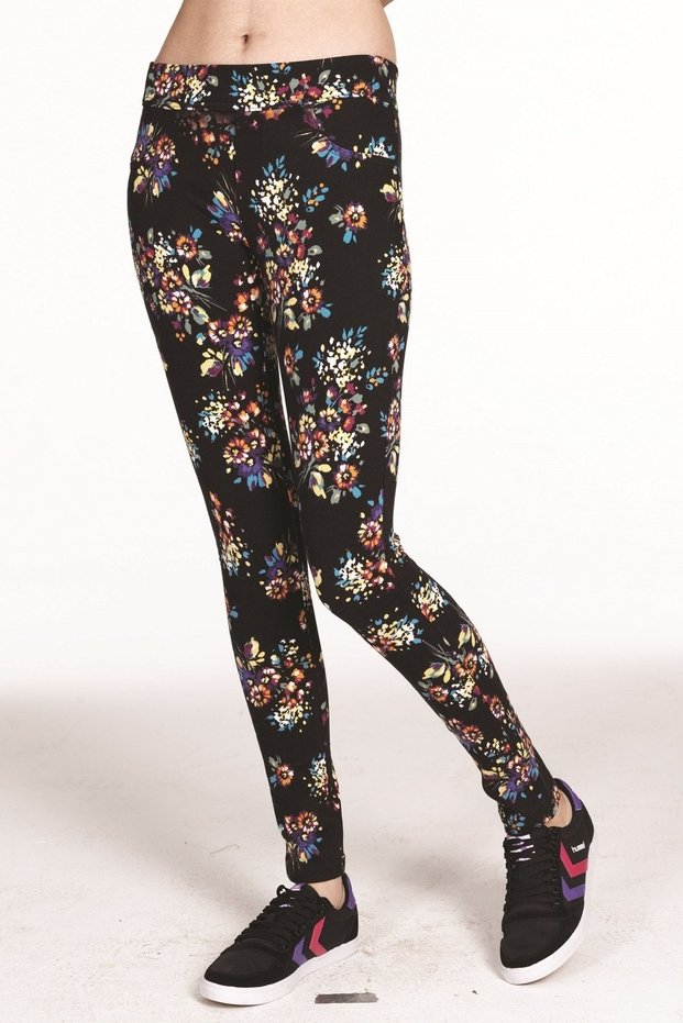 Girl's Cotton Floral Black Jean Pants Leggings -377