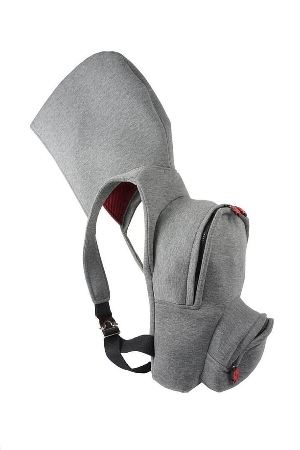 Basic Gri Bordo Sabit Kapüşonlu Kumaş Çocuk Okula Dönüş Küçük Sırt Çantası - 1
