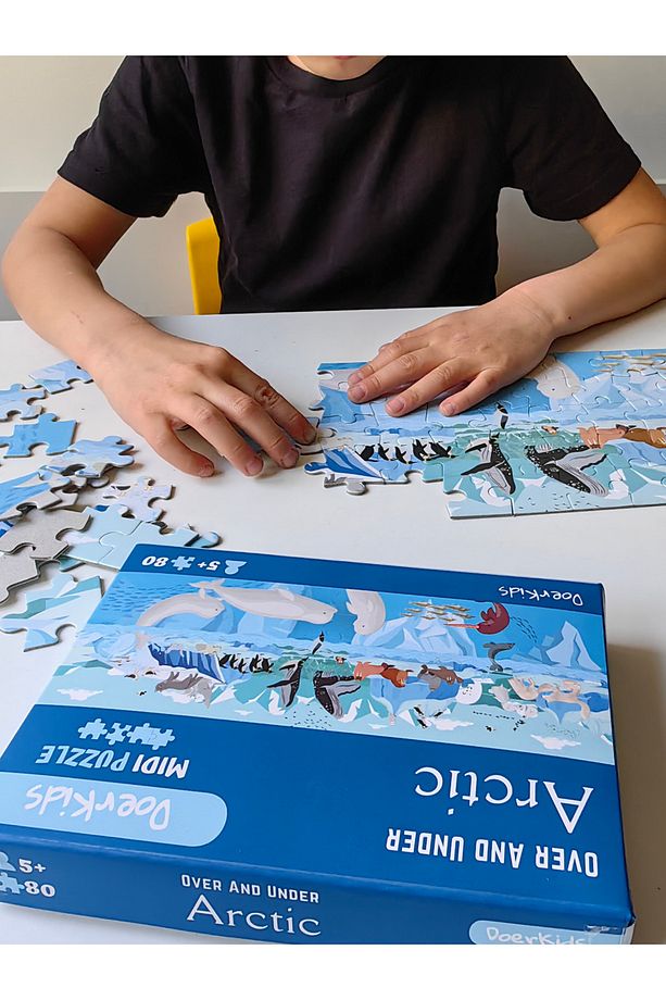 Kuzey Kutbu Su Altı Su Üstü Midi Puzzle | 4-9 Yaş 80 Parça - 4