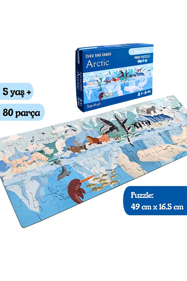 Kuzey Kutbu Su Altı Su Üstü Midi Puzzle | 4-9 Yaş 80 Parça - 1