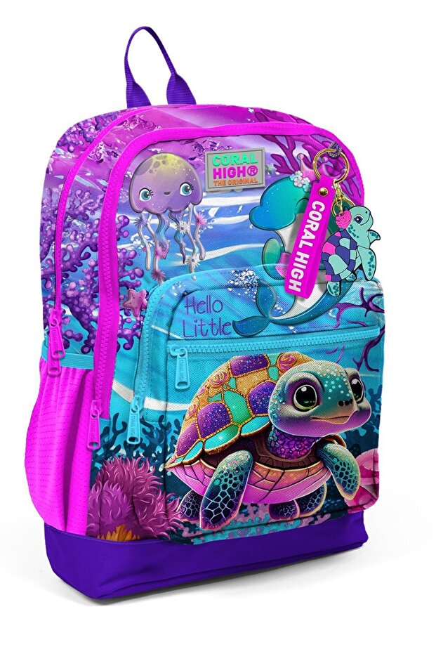 Kids School Bag Pink Purple Turtle 23756