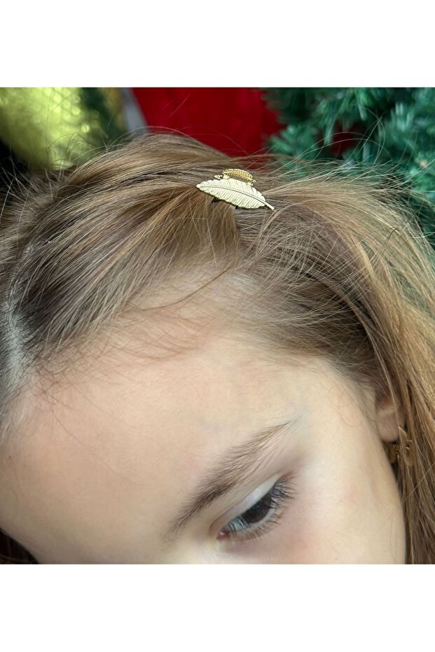 Metal Mini 2-Piece Leaf Patterned Clothespin Clip Baby Kids Buckle Set Gold