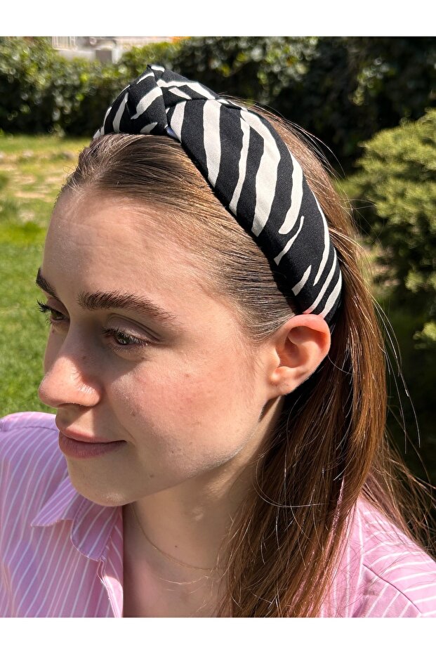 Bym332 Fabric Knotted Soft Patterned Zebra Hair Accessory Tropical Daily Women's Hair Crown