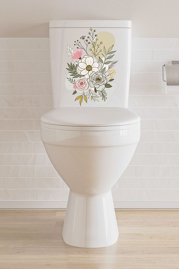 Soft Renkli Bahar Çiçekleri Temalı Banyo Klozet Sticker ECH142 - 6