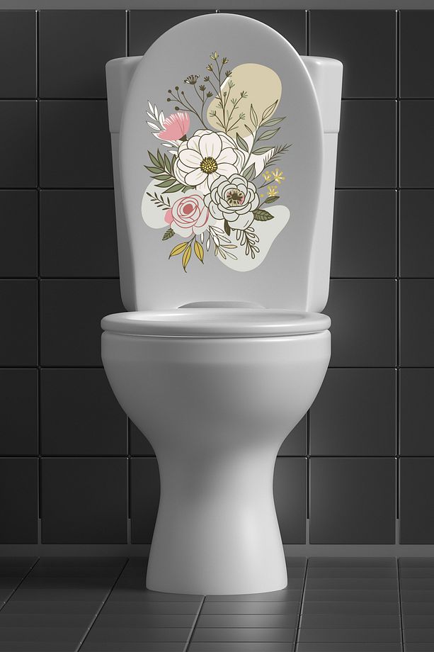 Soft Renkli Bahar Çiçekleri Temalı Banyo Klozet Sticker ECH142 - 3
