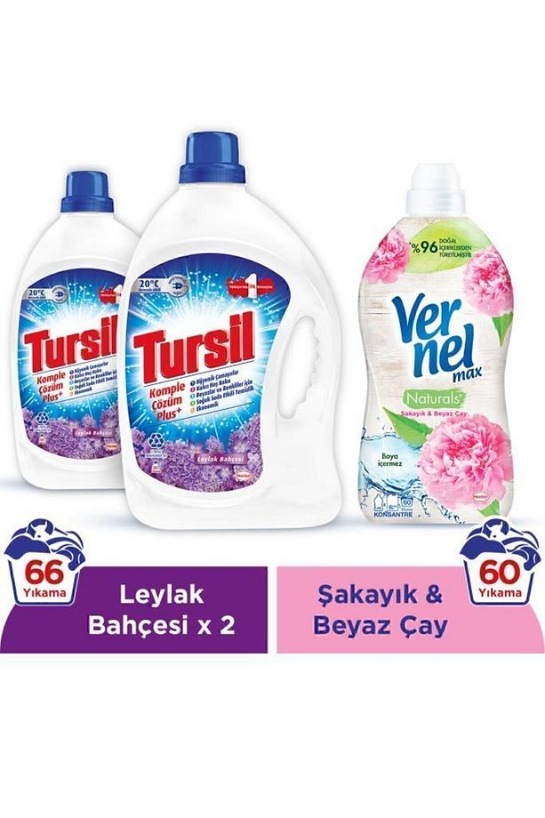 Sıvı Çamaşır Deterjanı 2 X 2145ml (66 YIKAMA) Leylak Bahçesi Vernel Max 1440ml Şakayık - 1
