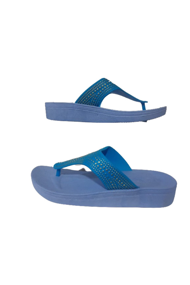 Women's Blue Stone Flip-Flops Casual Stylish Slippers Geezr66-06