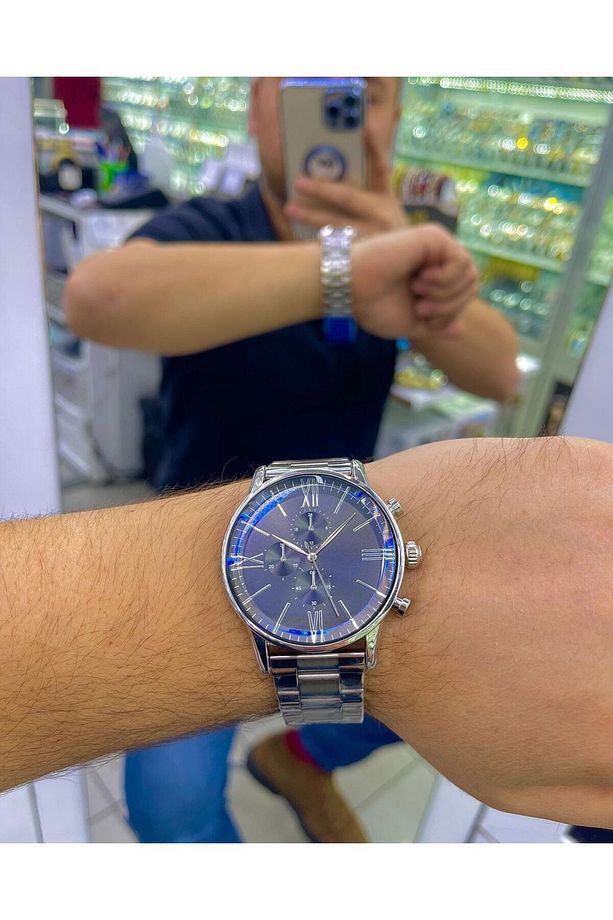 Çelik Gümüş Kordon Siyah Kadran Armani Model Iki Renk Erkek Kol Saati - 5
