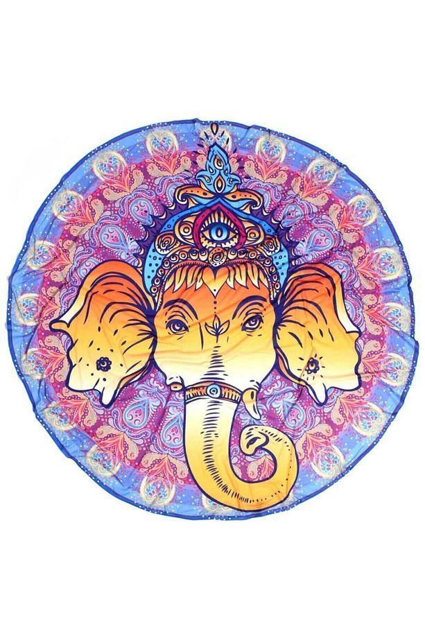 Ganesha Yuvarlak Duvar Örtüsü Tapestry 150x150 - 2