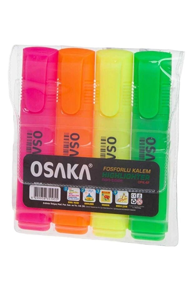 طقم أقلام هايلايتر 4 ألوان Ofk-4f