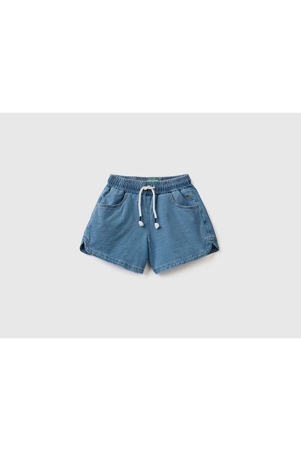 Kız Çocuk Mix Rahat Denim Şort Yüz Baskılı - 1
