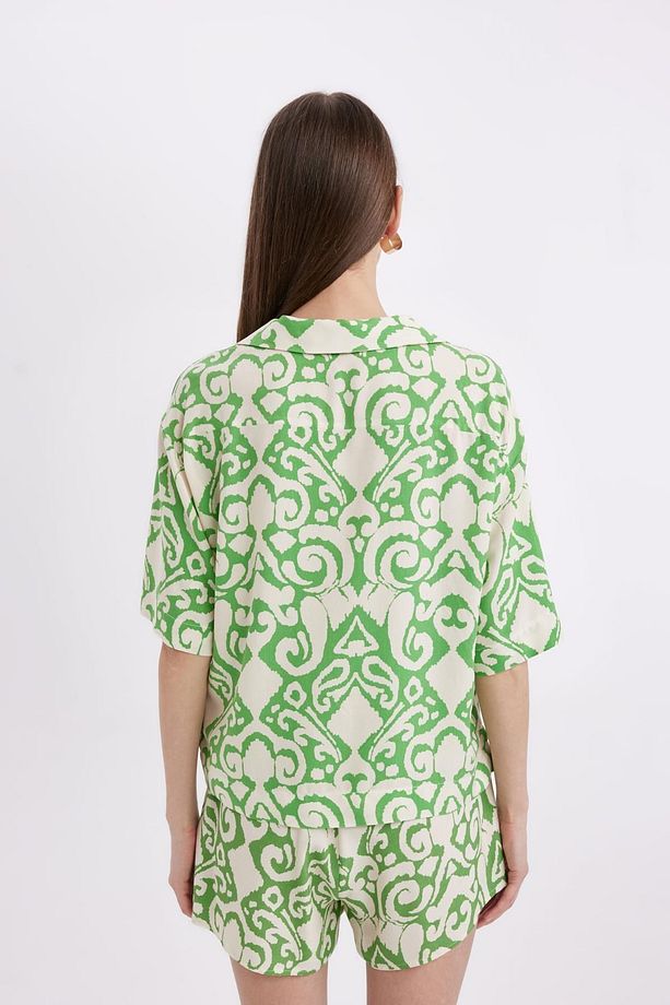 Regular Fit Desenli Pijama Yaka Kısa Kollu Gömlek C3389ax24sm - 7