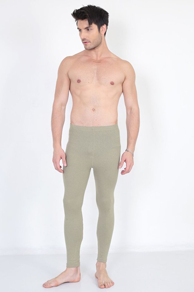 Raised Thermal Underwear | Unisex Cotton Thermal Tights Green