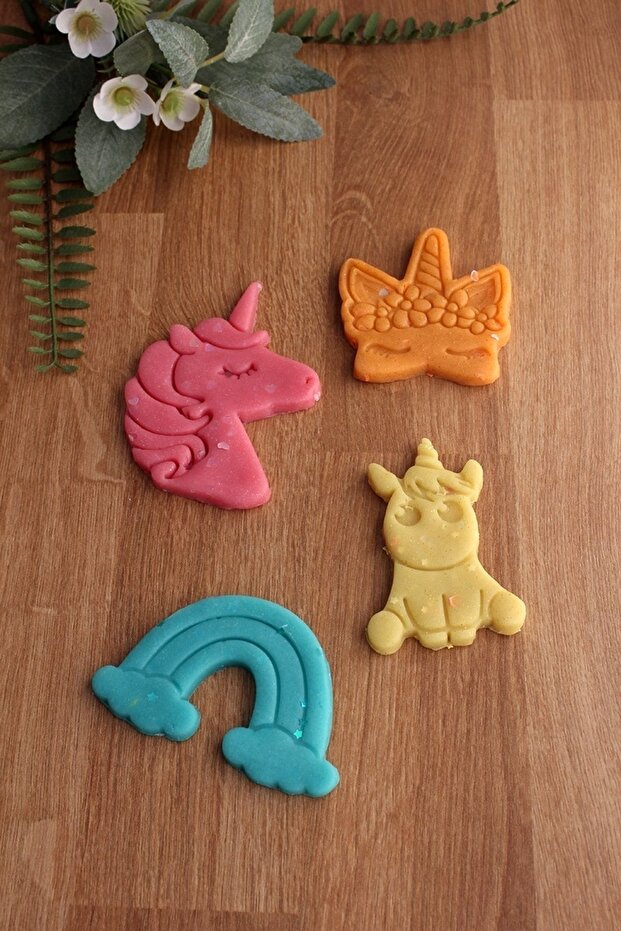 Set of 4 Unicorn Pattern - Rainbow, Flower, Cookie and Dough Shaper - 3