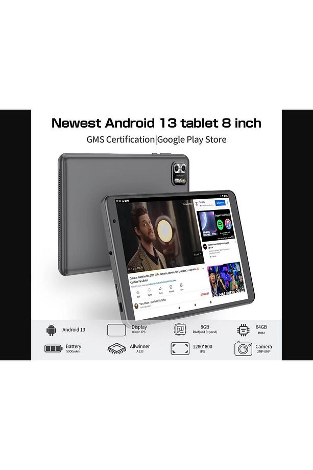 8 inç Tablet Android 13, 8GB(4 + 4) RAM/64GB ROM IPS ekran 5000MAH pil, çift kamera, WiFi - 3