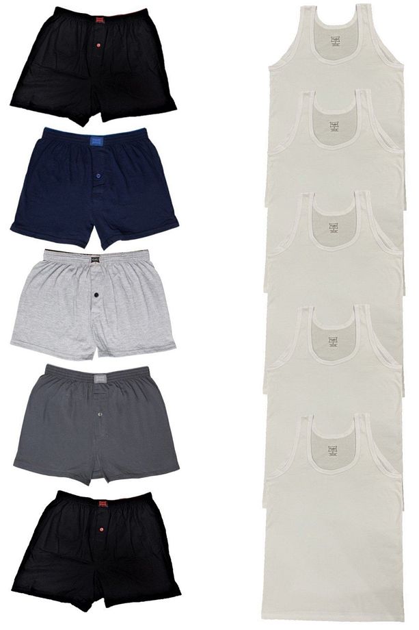 Erkek 5 Adet Boxer 5 Adet Atlet -10lu Paket - 1