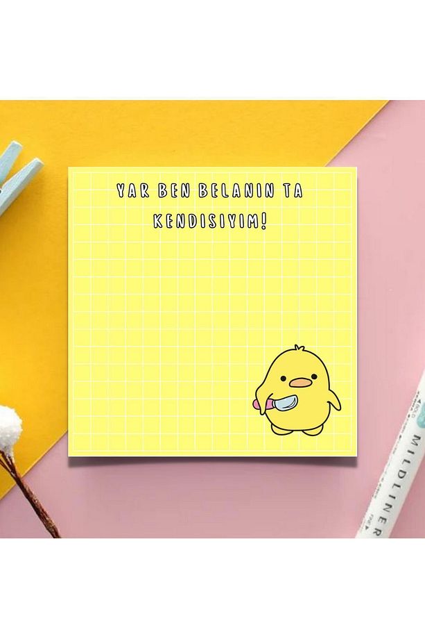 Kareli Katil Civciv Temalı Memopad , Bloknot , To Do List , Notepad , Planlayıcı - 1