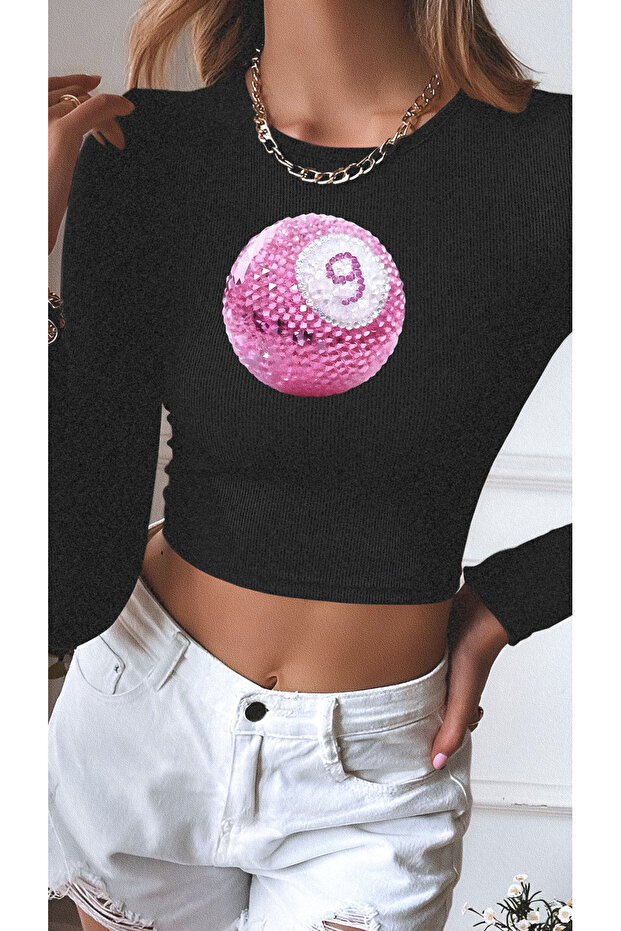 Black Limited Edition Series - Organic Cotton Crop Blouse, Long Sleeve