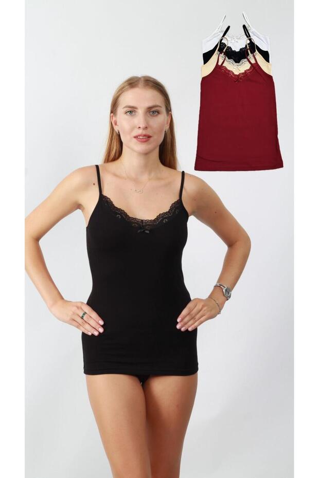 Women's Set of 4 Cotton Lycra Rope Strap Undershirt