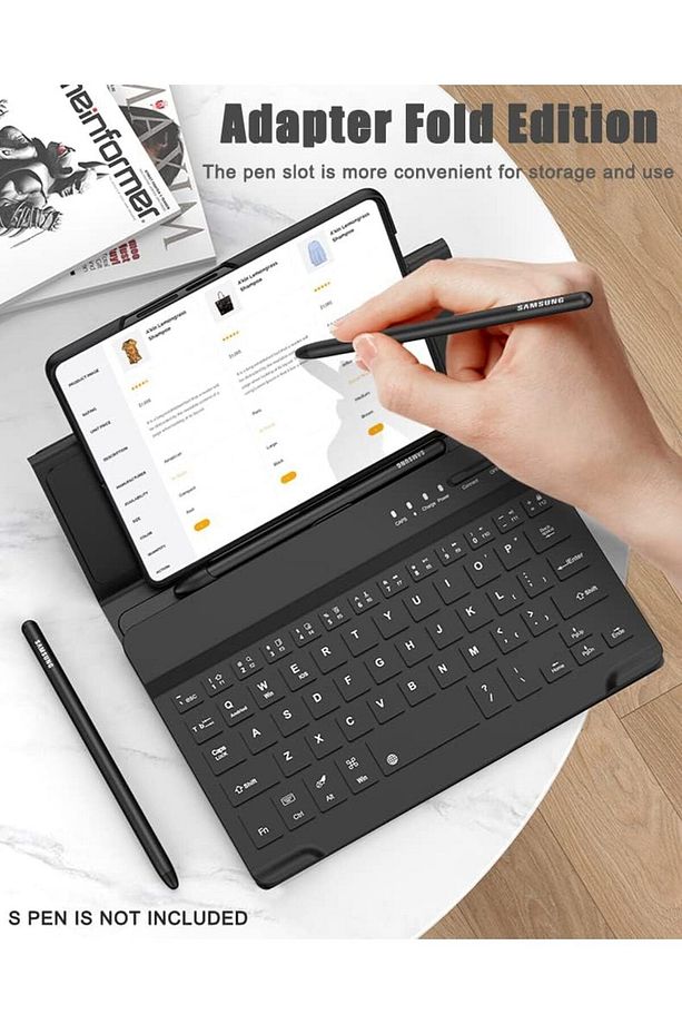 Galaxy Z Fold 5/6 Uyumlu Standlı Bluetooth Klavyeli Ve Keyboard Kapak - 4