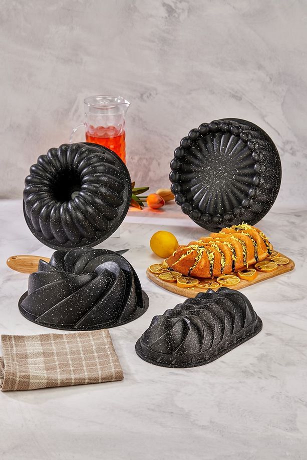 Granit Döküm Kek Kalıbı Seti 4 Farklı Model Kek Kalıbı Çeyiz Seti Tart Turta Seti - 1