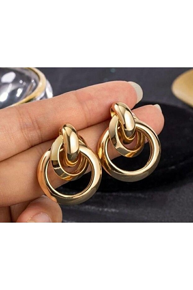 Modern Çift Görünümlü Halka Küpe - 3