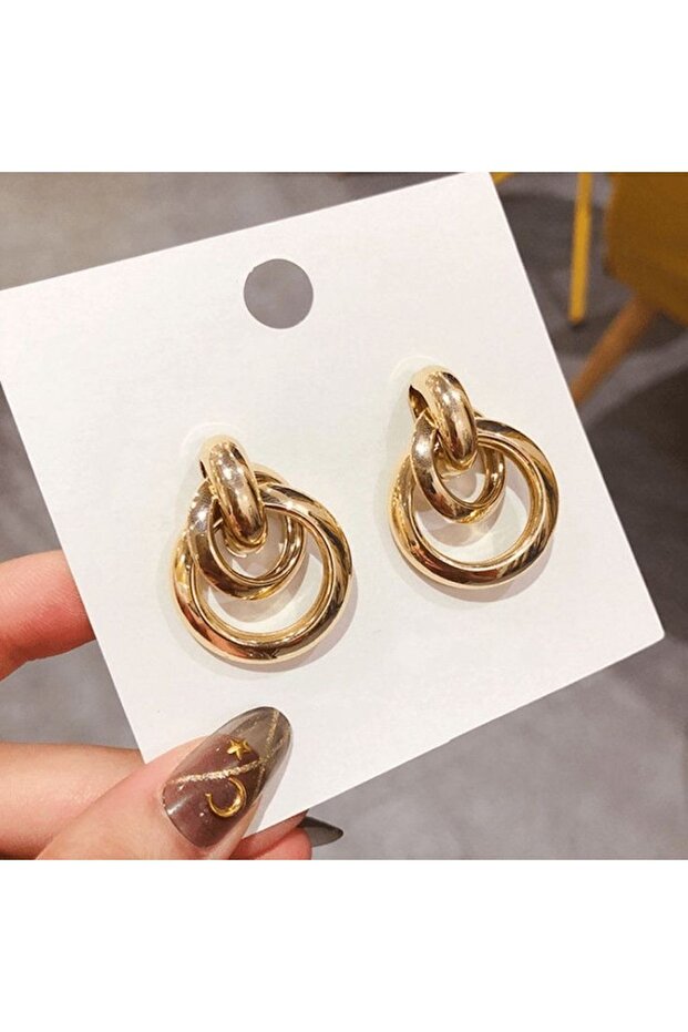 Modern Çift Görünümlü Halka Küpe - 6