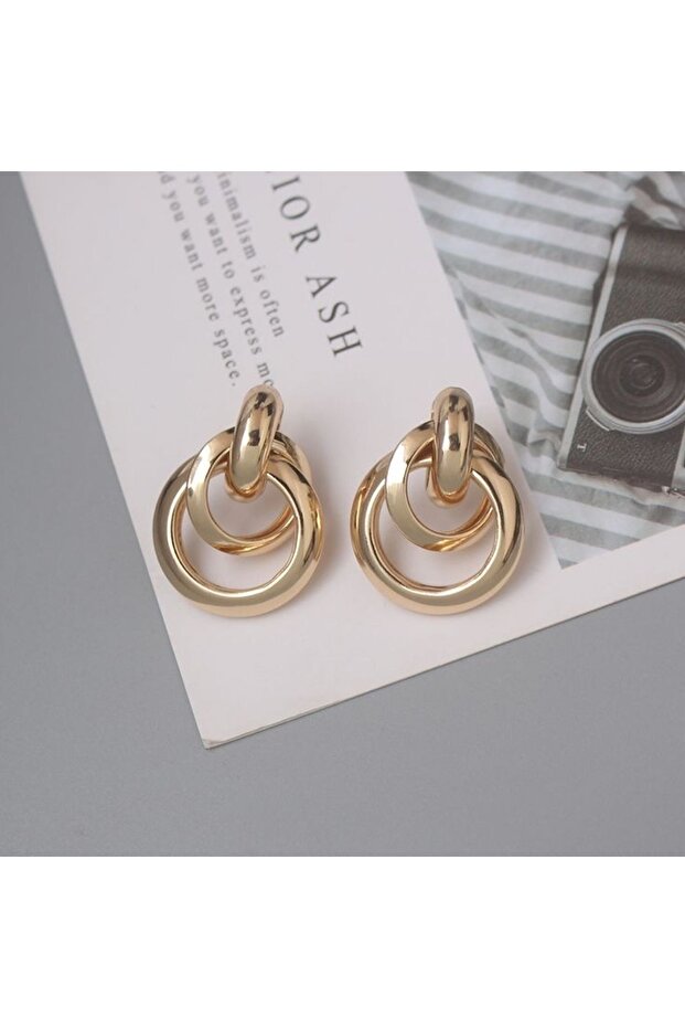 Modern Çift Görünümlü Halka Küpe - 4