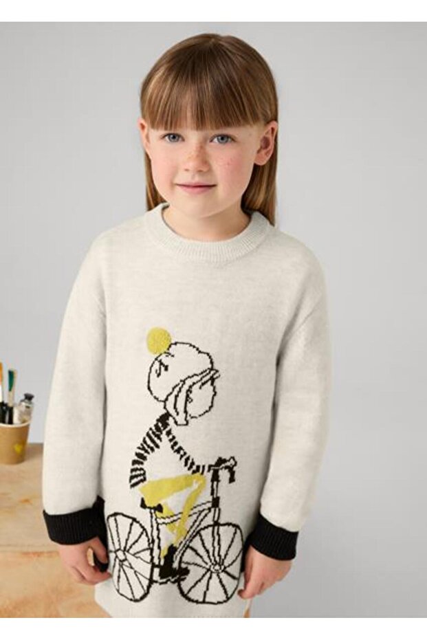 Kız Çocuk Bej Örme Elbise 04926 059 - 1