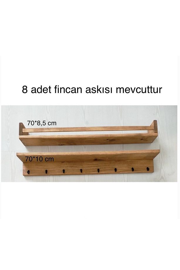 70 Cm Kahve Köşesi 2 Li Raf Set Terek Askılık (8 ADET FİNCAN ASKILIDIR) - 3
