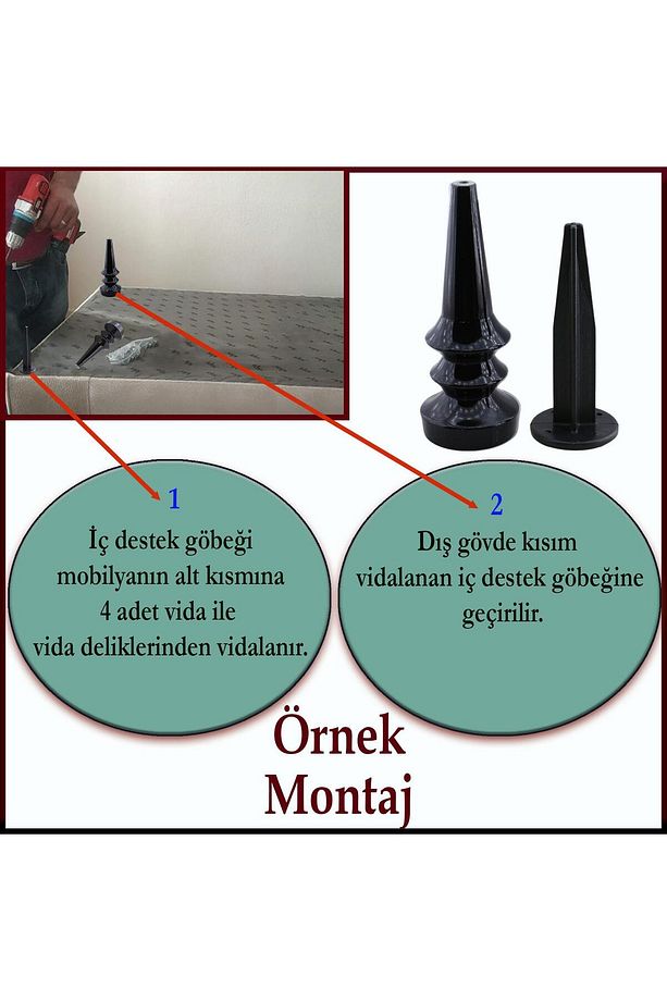 Oliva Siyah 17 Cm Mobilya Kanepe Koltuk Tv Ünitesi Konsol Yükseltme Yükseltici Ayağı Ayakları 4 Adet - 4