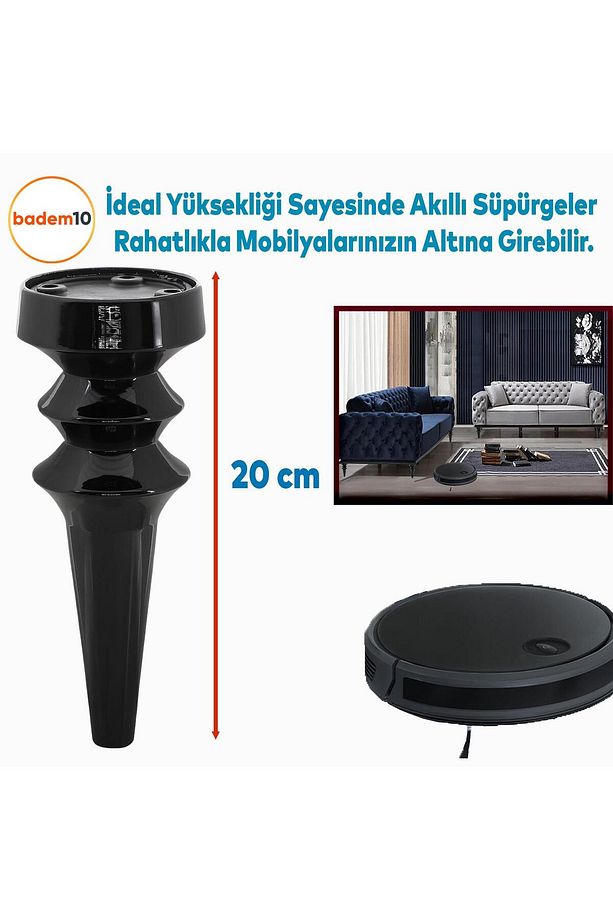 Oliva Siyah 20 cm Mobilya Kanepe Koltuk Tv Ünitesi Konsol Yükseltme Yükseltici Ayağı Ayakları 4 Adet - 3