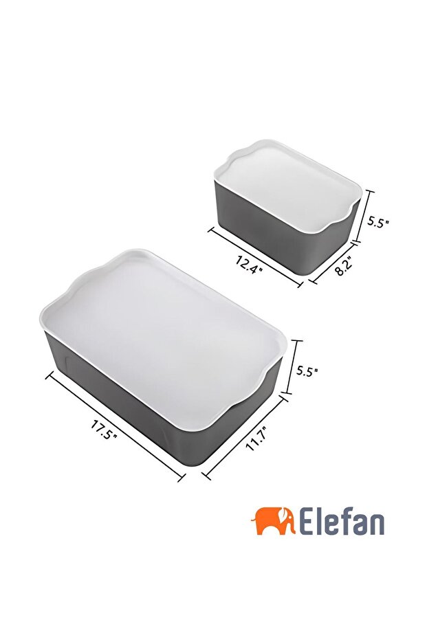 3'lü Organizer İstiflenebilir Kapaklı Çok Amaçlı Saklama Kutusu Seti-Soft - 3