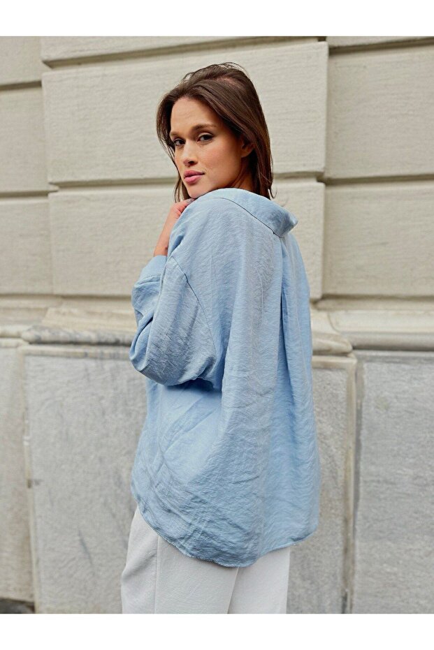 Oversize Düşük Omuz Gömlek - 2