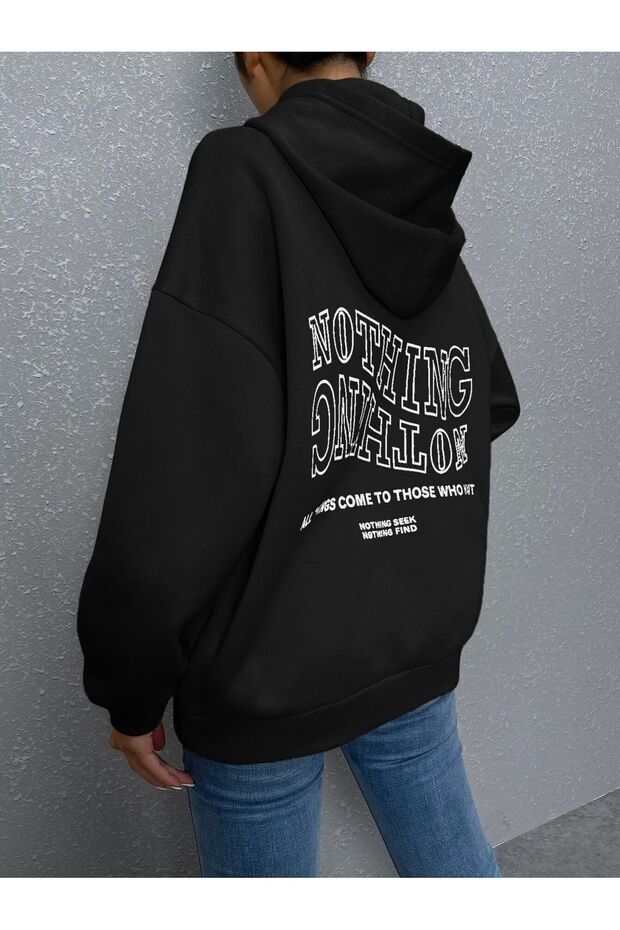 Dámská černá oversize mikina Reverse Plain Nothing Printed - 3
