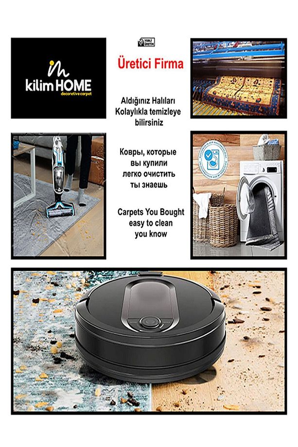 Mars 2091 Patchwork Desenli Yıkanabilir Kaymaz Salon Halısı, Koridor Ve Mutfak Halısı - 7
