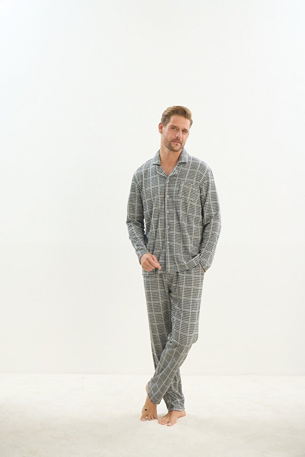9541 بدلة بيجامة بأزرار للرجال - 2