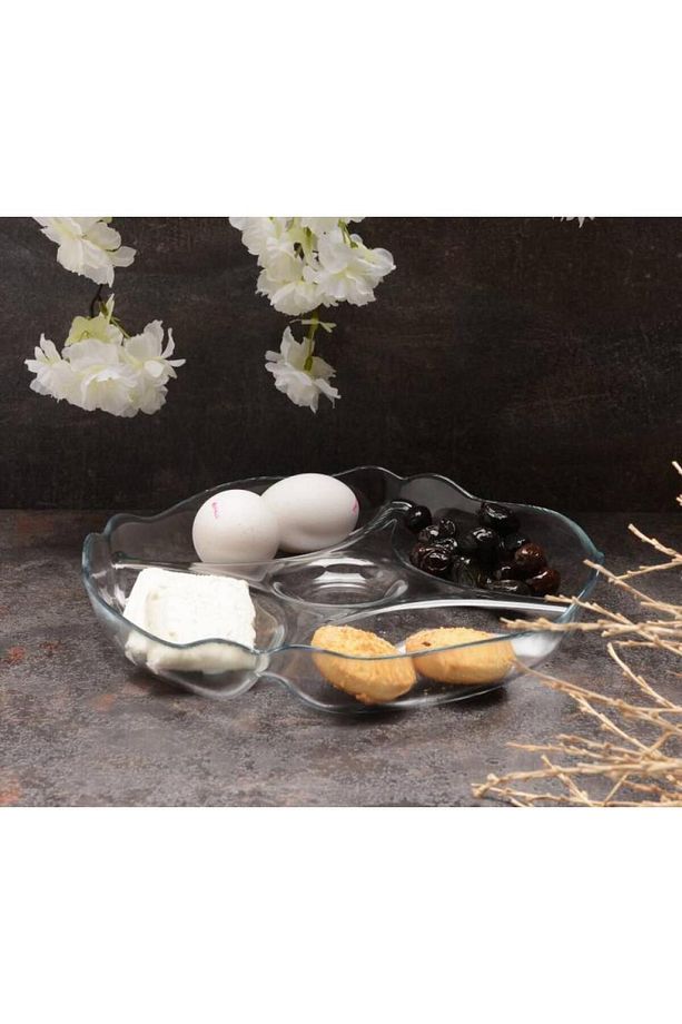 10467 6 adet bölmeli kahvaltı ve çerez sunum tabağı 25 cm - 1