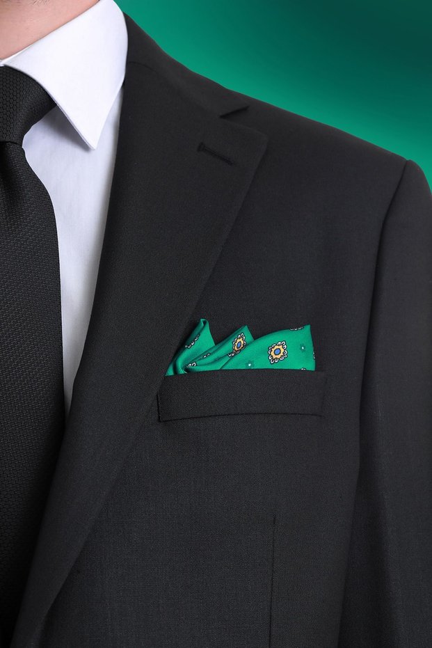 Green Patterned Classic Satin Pocket Handkerchief