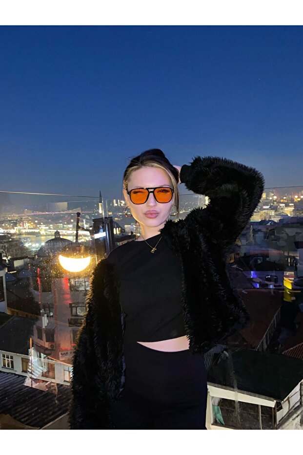 New Season Unisex Trend Model Orange Sunglasses