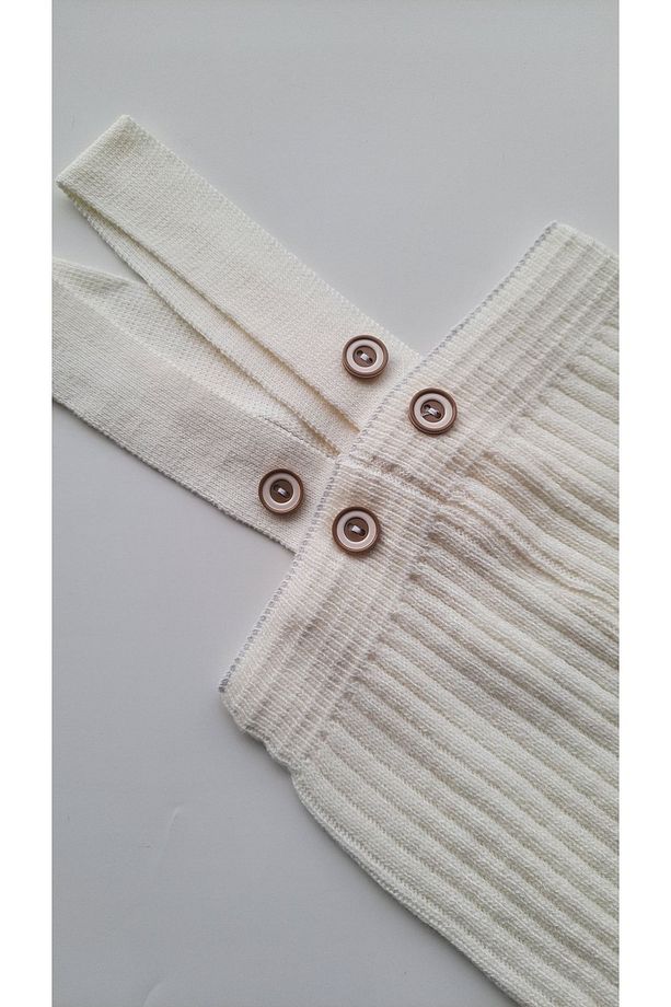 Unisex Bebek 4 Mevsim Ayarlanabilir Çapraz Askılı Esnek Triko Tayt 3-24 Ay-ekru - 6