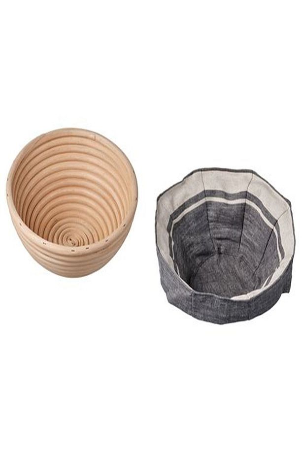 Jasnıng Kumaş Kaplı Hasır Ekmek Sepeti Rattan 22 Cm - 2
